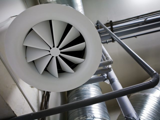 System of ventilating pipes at a modern factory